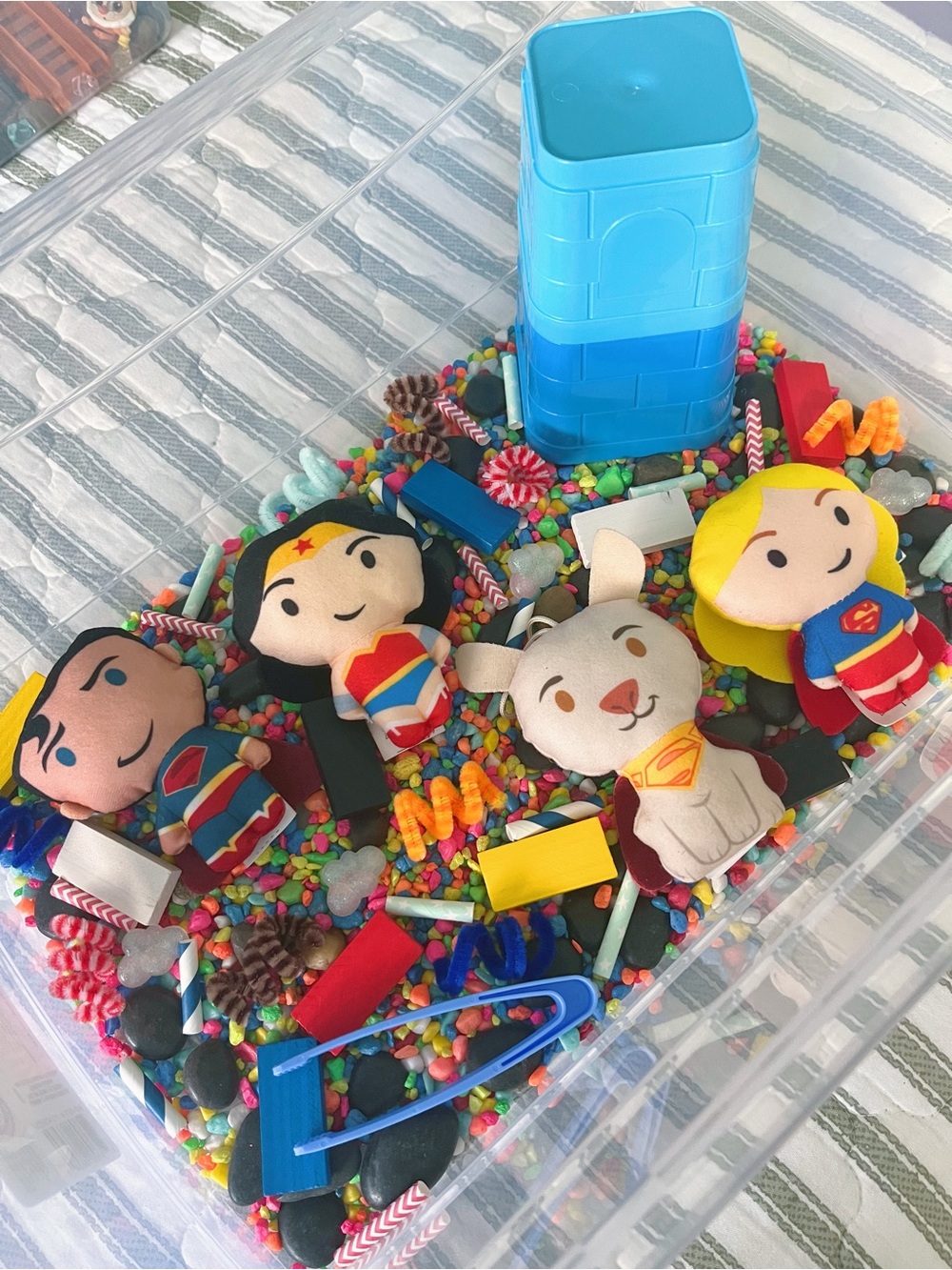 Superhero Sensory Play Set Wondered Woman, Superman, Super Girl and Pet - Toys
